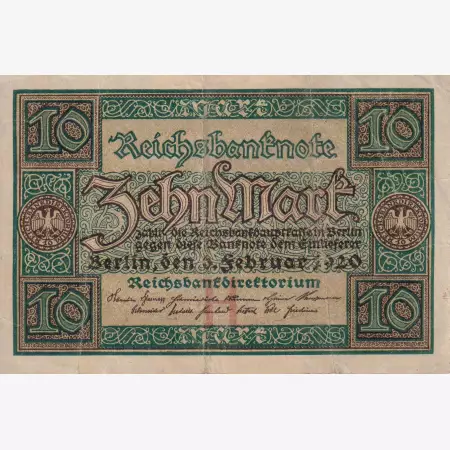 Németország 10 márka 1920.  P67