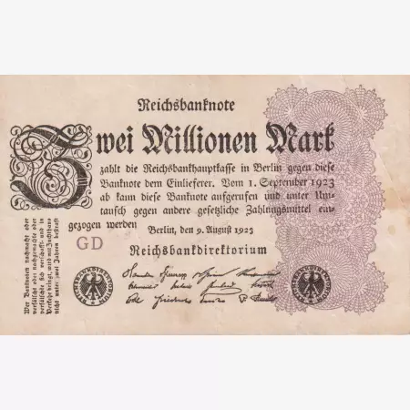 Németország 2 millió márka 1923. GD.   P104