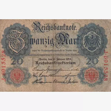 Németország 20 márka 1914.  P48b