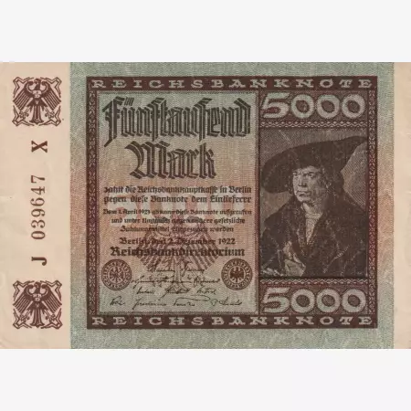 Németország 5.000 márka 1922. J-X   P81