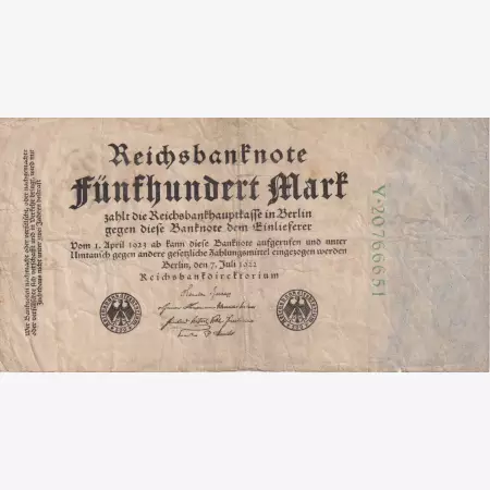 Németország 500 márka 1922.   P74c
