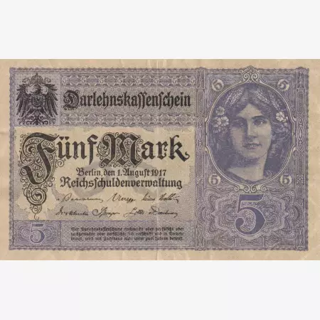 Németország 5 márka 1917.  P56a