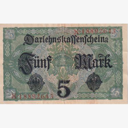 Németország 5 márka 1917.  P56a