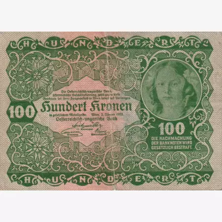 Ausztria 100 kronen 1922.  P77
