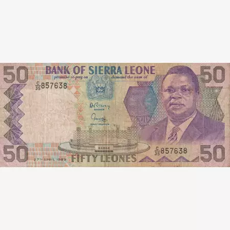 Sierra Leone 50 leones 1989.  P 17b