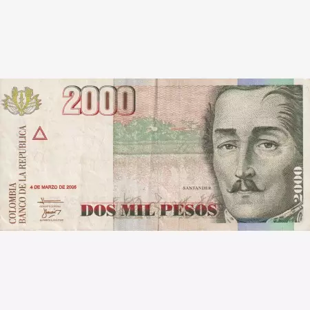 Kolumbia 2000 pesos 2005.  P451j