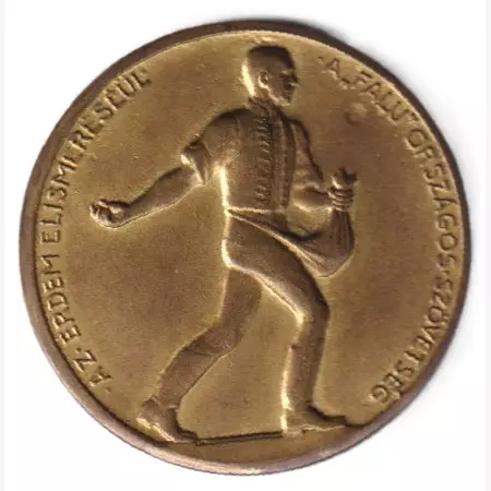 "Az Érdem Elismeréséül" A Falu Orsz. Szöv. Berán L. aranyozott bronz 45mm eredeti dobozban