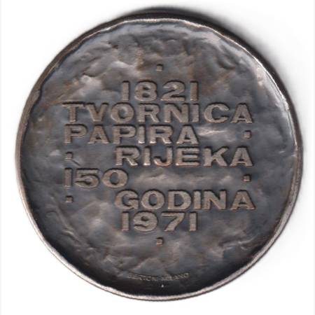 Rijekai papírgyár 150.évford. 1971. Br. 60mm 117gr. Eredeti dobozban