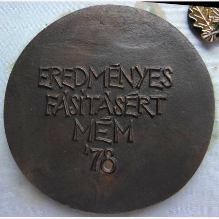 Eredményes fásításért MÉM.78 dobozban +jelvény  Br. 96mm 371gr