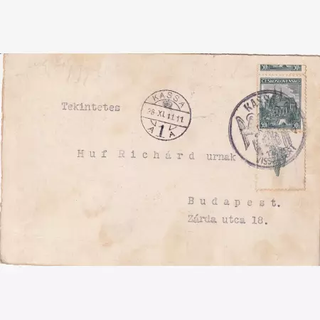 1938. KASSA Visszatért levelezőlapon