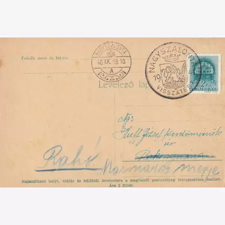 1940. NAGYSZALONTA Visszatért levelezőlap