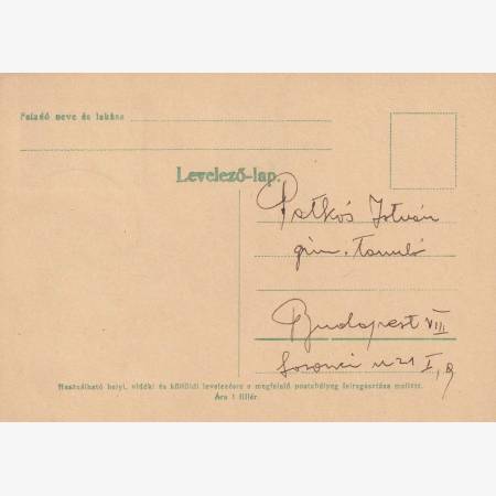 1940. NAGYVÁRAD Visszatért levelezőlap