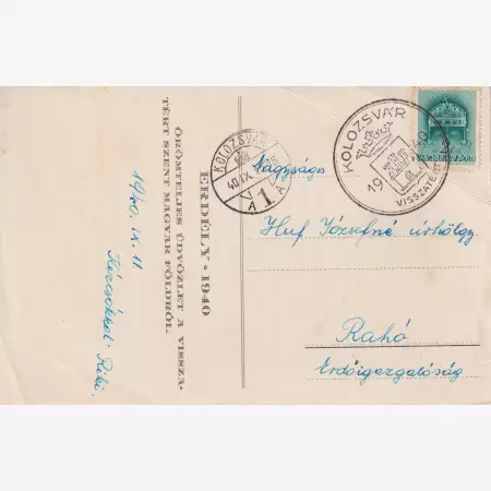 1940. KOLZSVÁR Visszatért levelezőlap