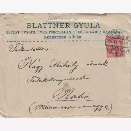 Blattner Gyula Debrecen céges boríték