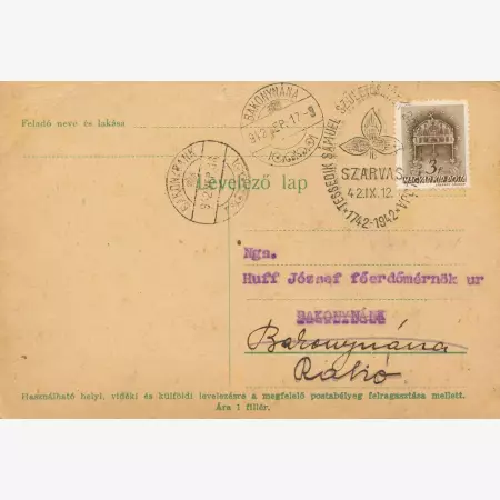 1942. Tessedik Sámuel szül. évford. levelezőlap
