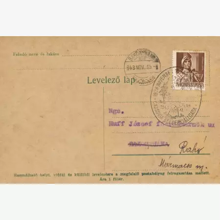 1943. Cassovia bélyegkiállítás levelezőlap