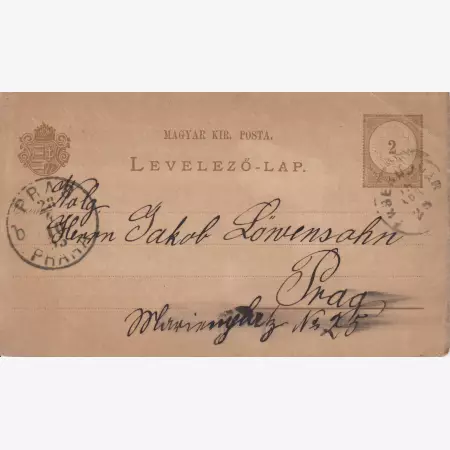 1910. Levelező-lap Érsekújvár-Prága
