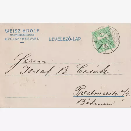 1912. Weisz Adolf céges levelező-lap