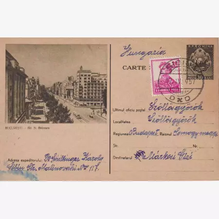 1957. Bukarest levelező-lap