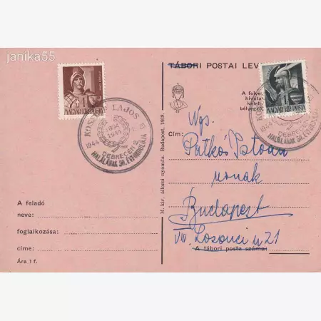 1944. Kossuth Lajos halálának 50. évford. Futott boríték