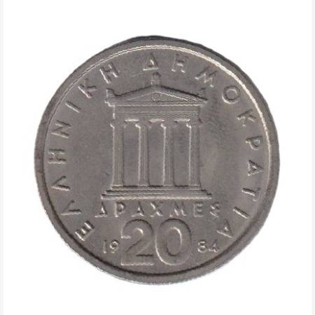 Görögország 20 drachma 1984.  Ni.