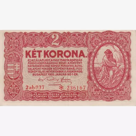 2 Korona 1920. (2ab 037) Bécsi nyomda