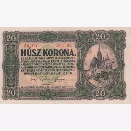 20 Korona 1920. (2a 077) pont a sorszám között
