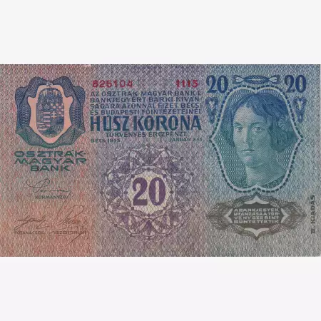 20 Korona 1913. II. kiadás Oszrák felülbélyegzés (1115)