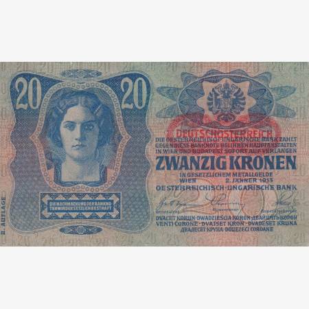 20 Korona 1913. II. kiadás Oszrák felülbélyegzés (1115)