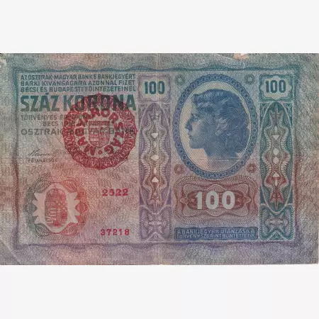 100 Korona 1912. ( 2522 ) Magyarország bélyegzéssel