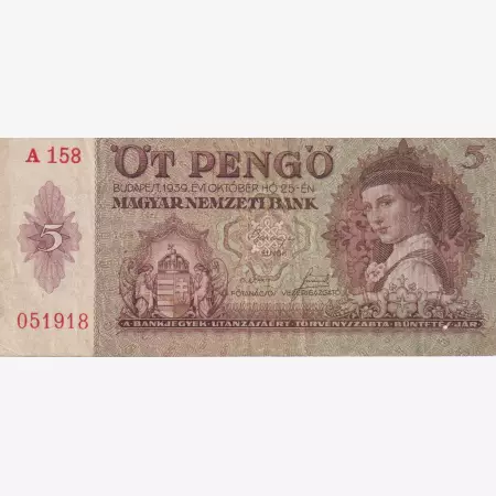 5 Pengő  1939. ( A 158 )