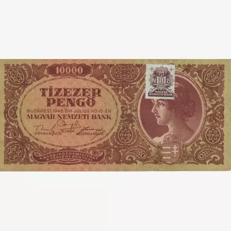 10.000 Pengő 1945. ( L 855 ) MNB. Bélyeggel