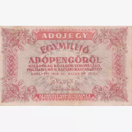 Adójegy 1.000.000 Adópengőről 1946.