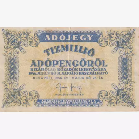 Adójegy 10.000.000 Adópengőről 1946.