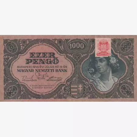 1.000 Pengő 1945. MNB. Bélyeggel