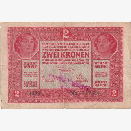 2 Korona 1917. (1529) felülbélyegzett