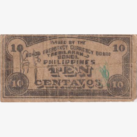 Fülöp-szig. II.Vh. 10 centavos  1942.Ser. BOHOL tartomány  Kat:S131b