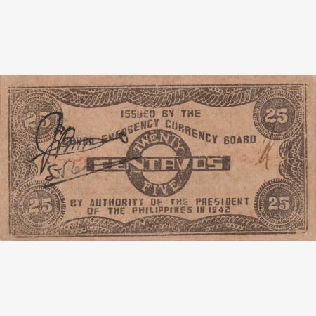 Fülöp-szig. II.Vh. 25 centavos  1942.Ser. BOHOL tartomány  Kat:S132f