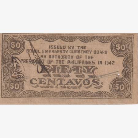 Fülöp-szig. II.Vh. 50 centavos  1942.Ser. BOHOL tartomány  Kat:S134e