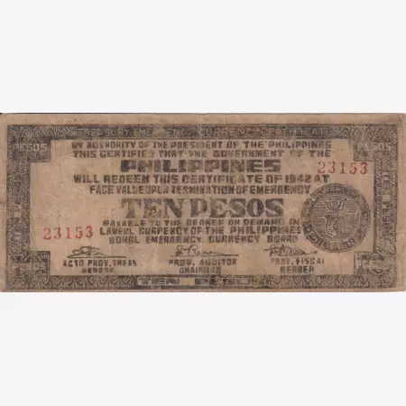 Fülöp-szig. II.Vh. 5 pesos  1942.Ser. BOHOL tartomány  Kat:S136d