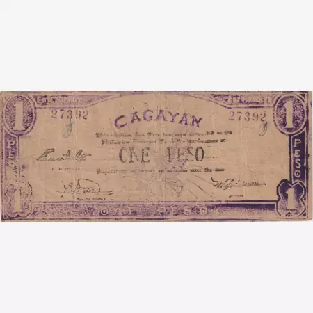Fülöp-szig. II.Vh. 1 peso  1942.Ser. CAGAYAN tartomány  Kat:S186a