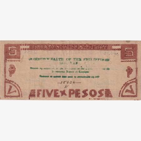 Fülöp-szig. II.Vh. 5 pesos  1942.Ser. CAGAYAN tartomány  Kat:S192