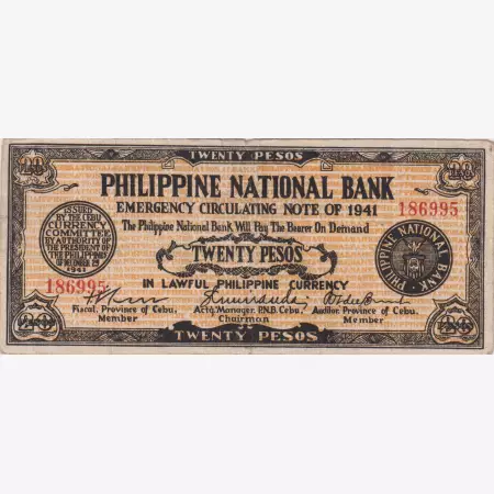 Fülöp-szig. II.Vh. 20 pesos  1941.Ser. CEBU tartomány  Kat:S218a