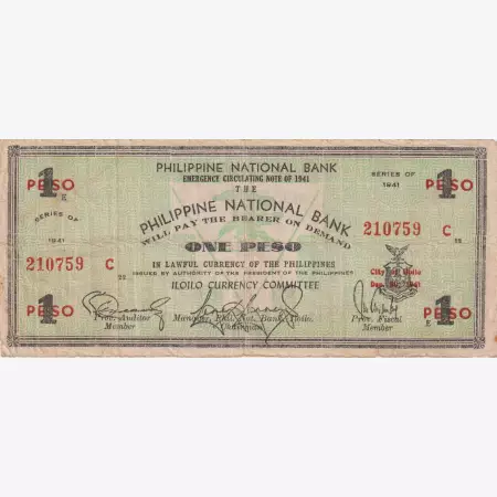 Fülöp-szig. II.Vh. 1 peso  1941.Ser. ILOILO tartomány  Kat:S305