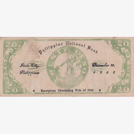 Fülöp-szig. II.Vh. 20 pesos  1942.Ser. ILOILO tartomány  Kat:S318a