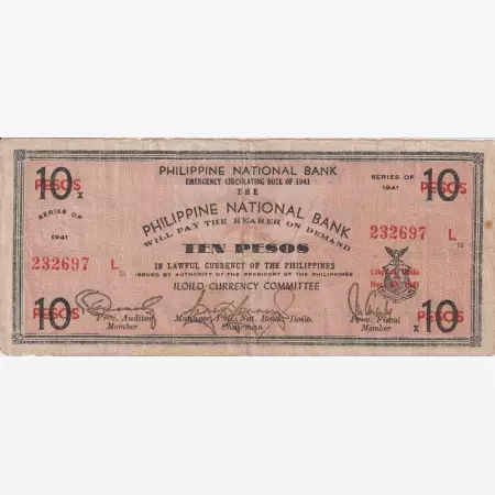 Fülöp-szig. II.Vh. 10 pesos  1941.Ser. ILOILO tartomány  Kat:S309a