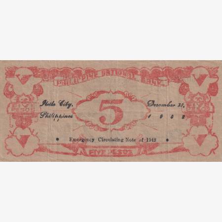 Fülöp-szig. II.Vh. 5 pesos  1942.Ser. ILOILO tartomány  Kat:S316
