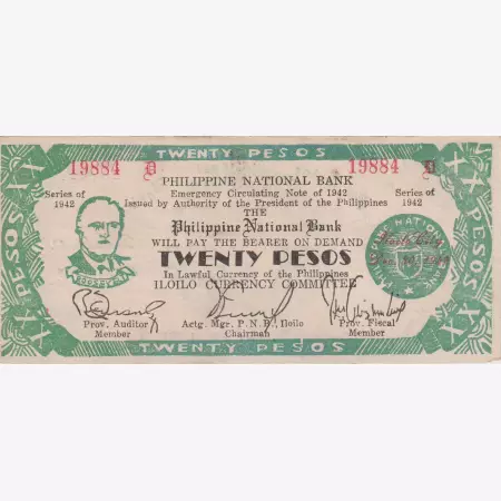 Fülöp-szig. II.Vh. 20 pesos  1942.Ser. ILOILO tartomány  Kat:S315a
