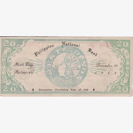 Fülöp-szig. II.Vh. 20 pesos  1942.Ser. ILOILO tartomány  Kat:S315a
