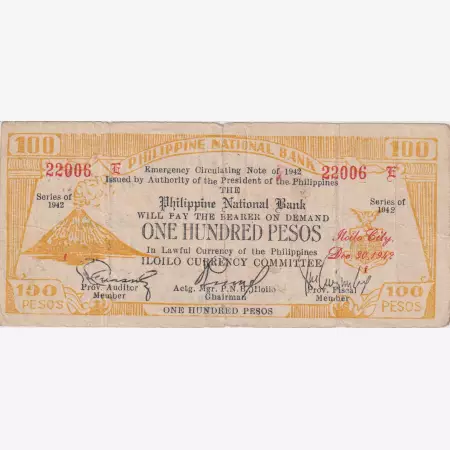 Fülöp-szig. II.Vh. 100 pesos  1942.Ser. ILOILO tartomány  Kat:S322a